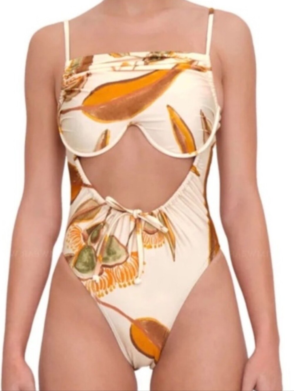 NWT Andrea Iyamah Tiaca Eucalyptus Print High Cut One Piece Swimsuit Size Small